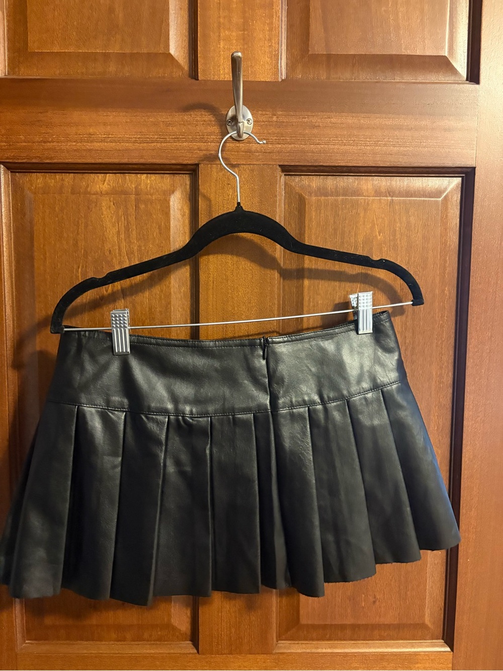 Black Faux Leather Pleated Mini Skirts - Picture 4 of 5